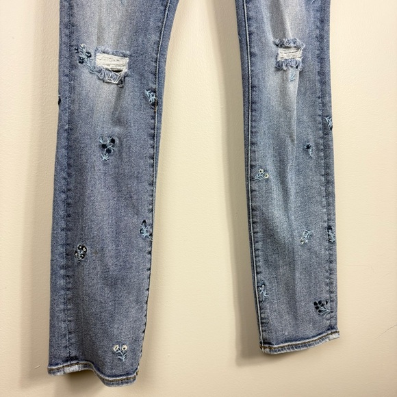 DRIFTWOOD Audrey Jeans 25 Floral Embroidered High Rise Light Blue Skinny Denim - Picture 5 of 9